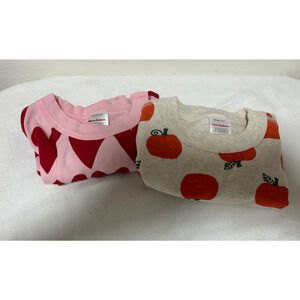 Lot of 2 HANNA ANDERSSON Pumpkin and Hearts PAJAMA TOPS Size 8